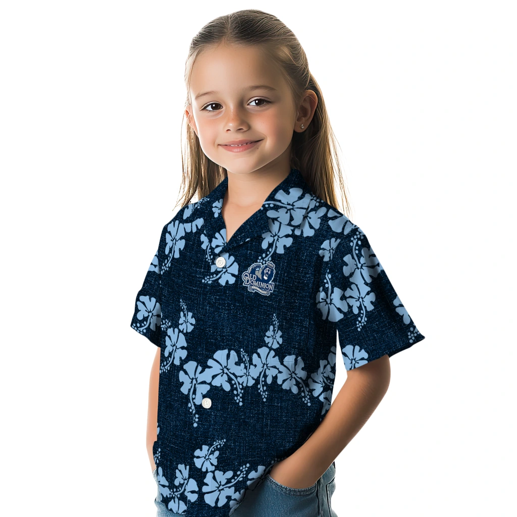 Old Dominion Monarchs Hawaiian Shirt - 50th State Flower old dominion monarchs hibiscus petals blue hawaiian shirts premium grade