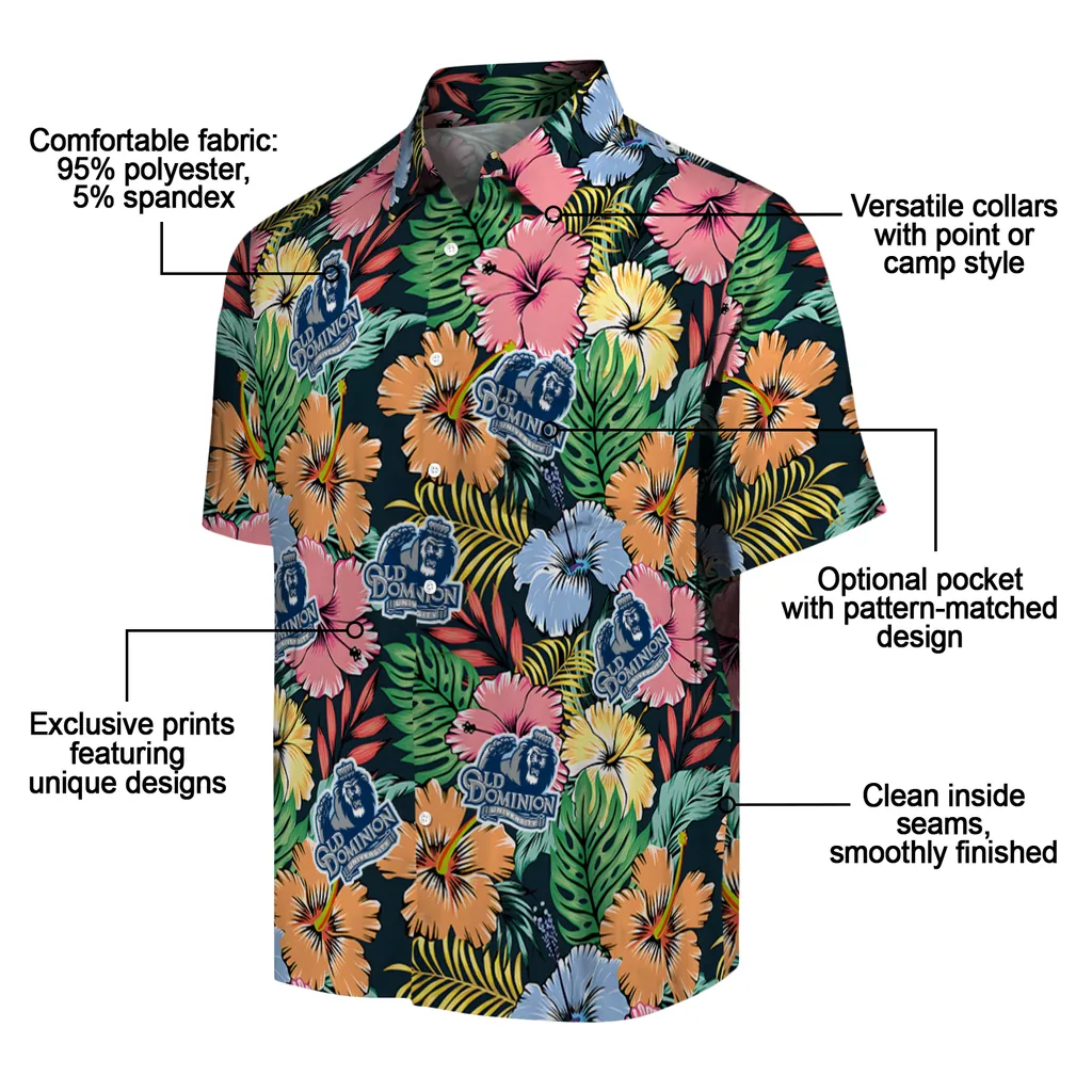 Old Dominion Monarchs Hawaiian Shirt - Brilliant Hibiscus Garden old dominion monarchs brilliant hibiscus garden hawaiian shirts new arrival