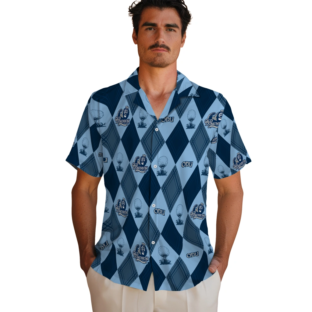 Old Dominion Monarchs Hawaiian Shirt - Golfing Plaid old dominion monarchs balloon plaid blue hawaiian shirts fashion forward