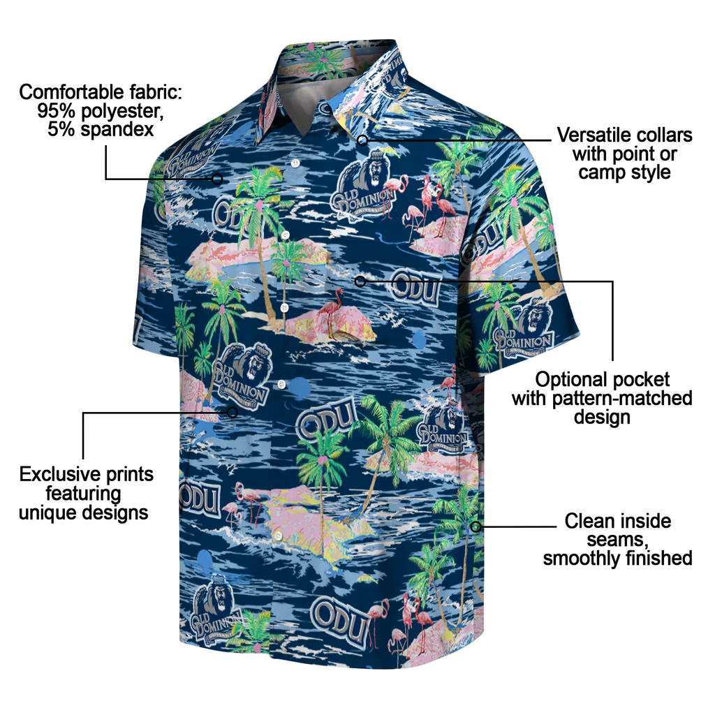 Old Dominion Monarchs Hawaiian Shirt - Hawaii Island old dominion monarchs flamingo retreat blue hawaiian shirts new arrival