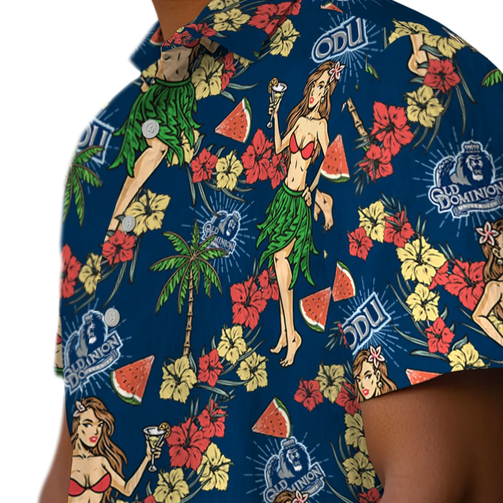 Old Dominion Monarchs Hawaiian Shirt - Hawaiian Girls Design old dominion monarchs hawaiian girls design blue hawaiian shirts trendy