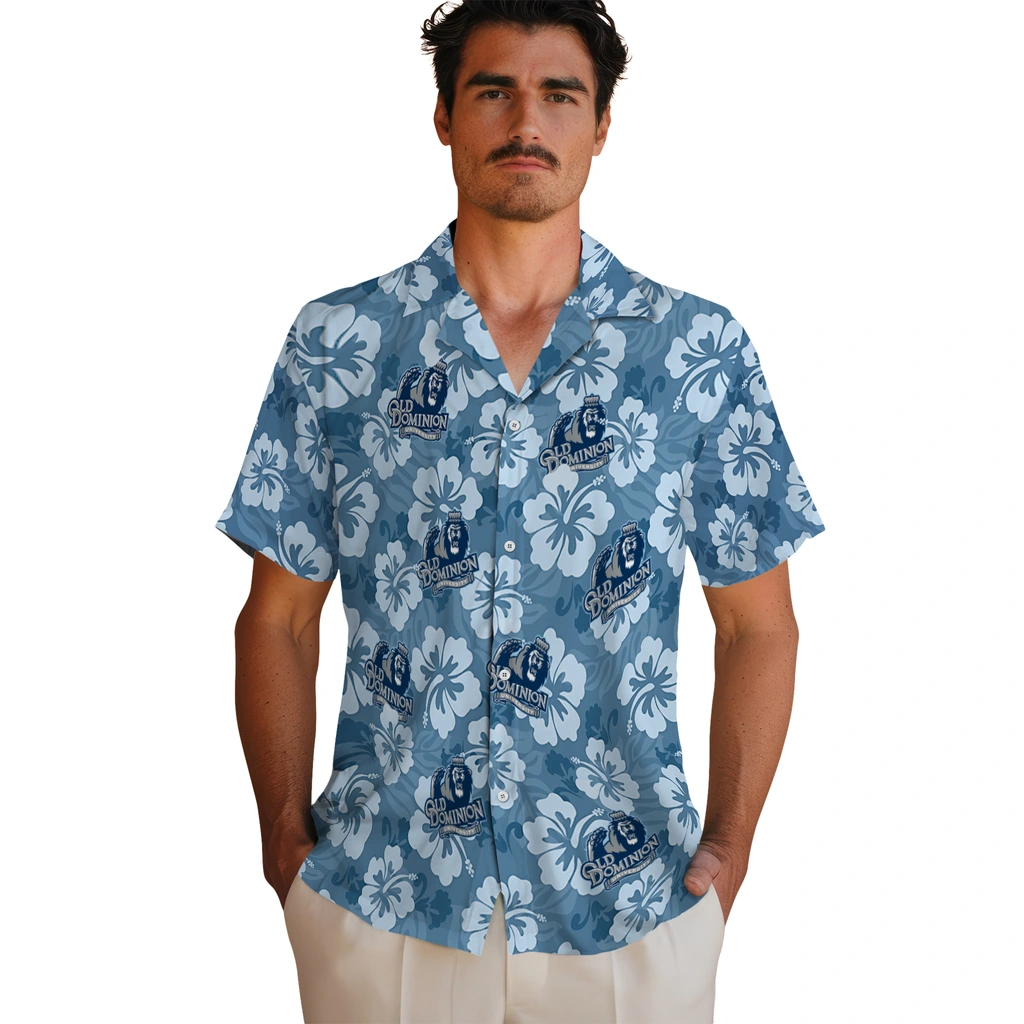 Old Dominion Monarchs Hawaiian Shirt - Hibiscus Cluster old dominion monarchs hibiscus cluster blue hawaiian shirts fashion forward