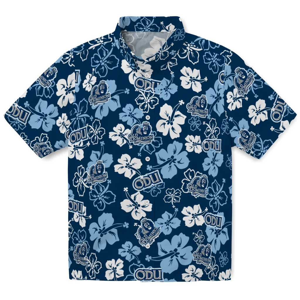 Old Dominion Monarchs Hawaiian Shirt - Hibiscus Flower Design old dominion monarchs hibiscus bloom blue hawaiian shirts best selling