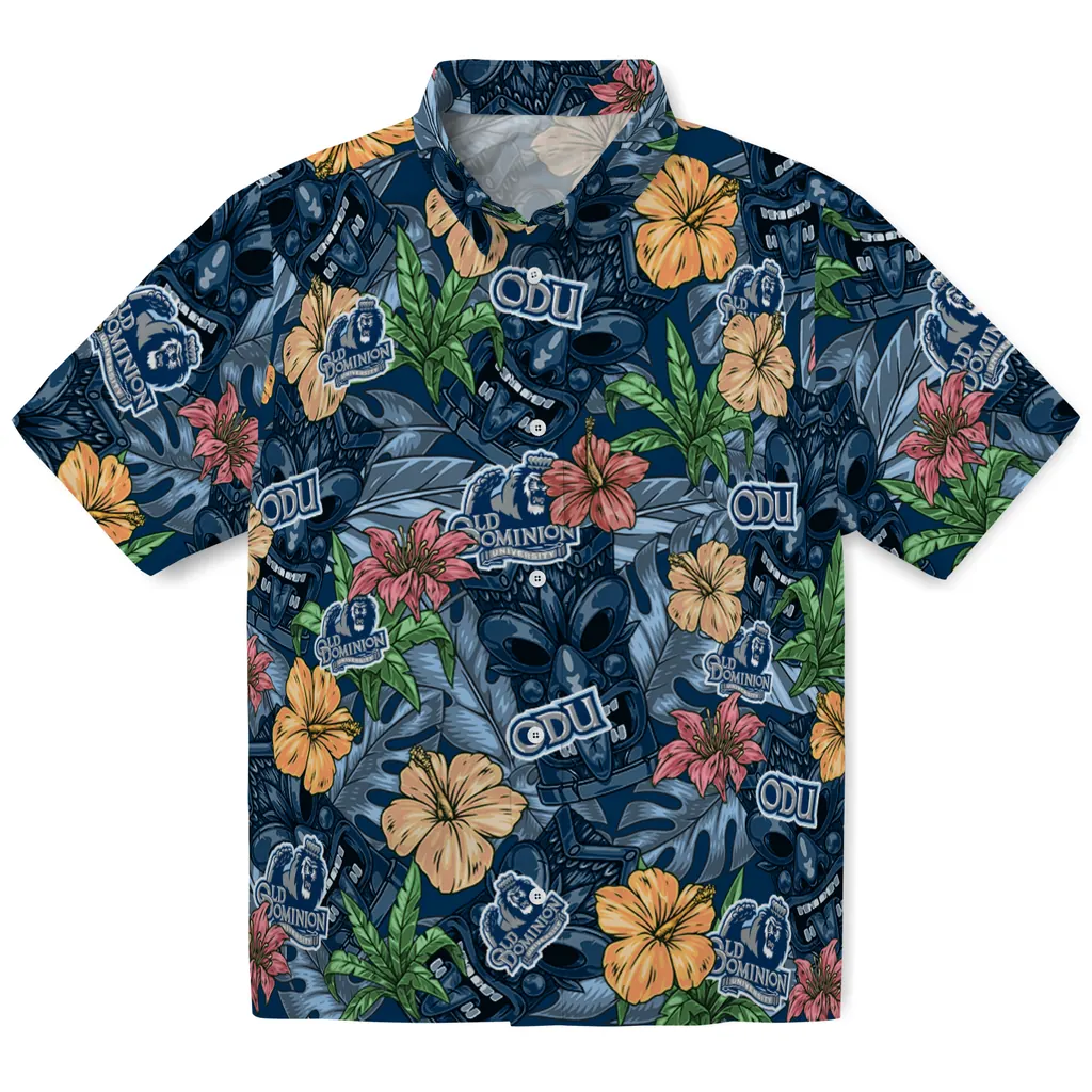 Old Dominion Monarchs Hawaiian Shirt - Hibiscus Tiki Jungle old dominion monarchs tiki jungle blue hawaiian shirts best selling