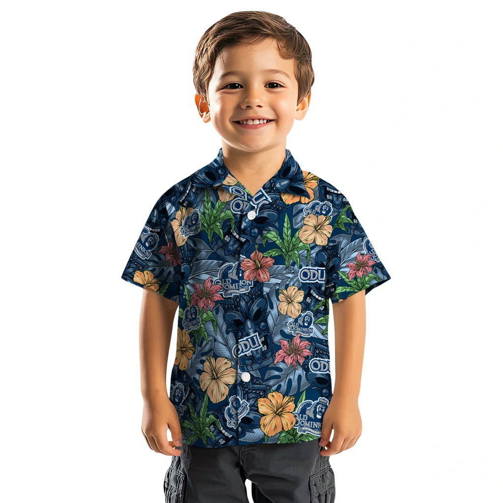 Old Dominion Monarchs Hawaiian Shirt - Hibiscus Tiki Jungle old dominion monarchs tiki jungle blue hawaiian shirts top rated
