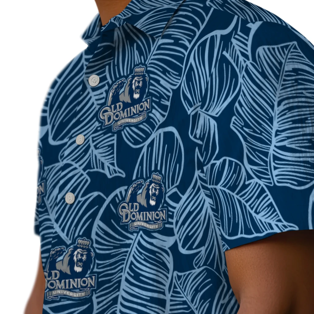 Old Dominion Monarchs Hawaiian Shirt - Leaf Outline old dominion monarchs leaf outline blue hawaiian shirts trendy