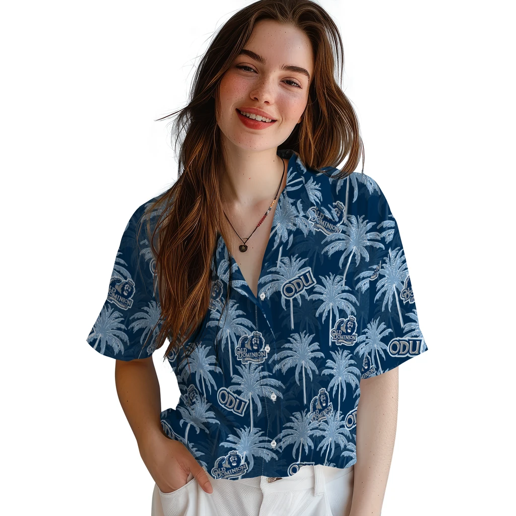 Old Dominion Monarchs Hawaiian Shirt - Palm Tree Motif old dominion monarchs palm grove blue hawaiian shirts latest model