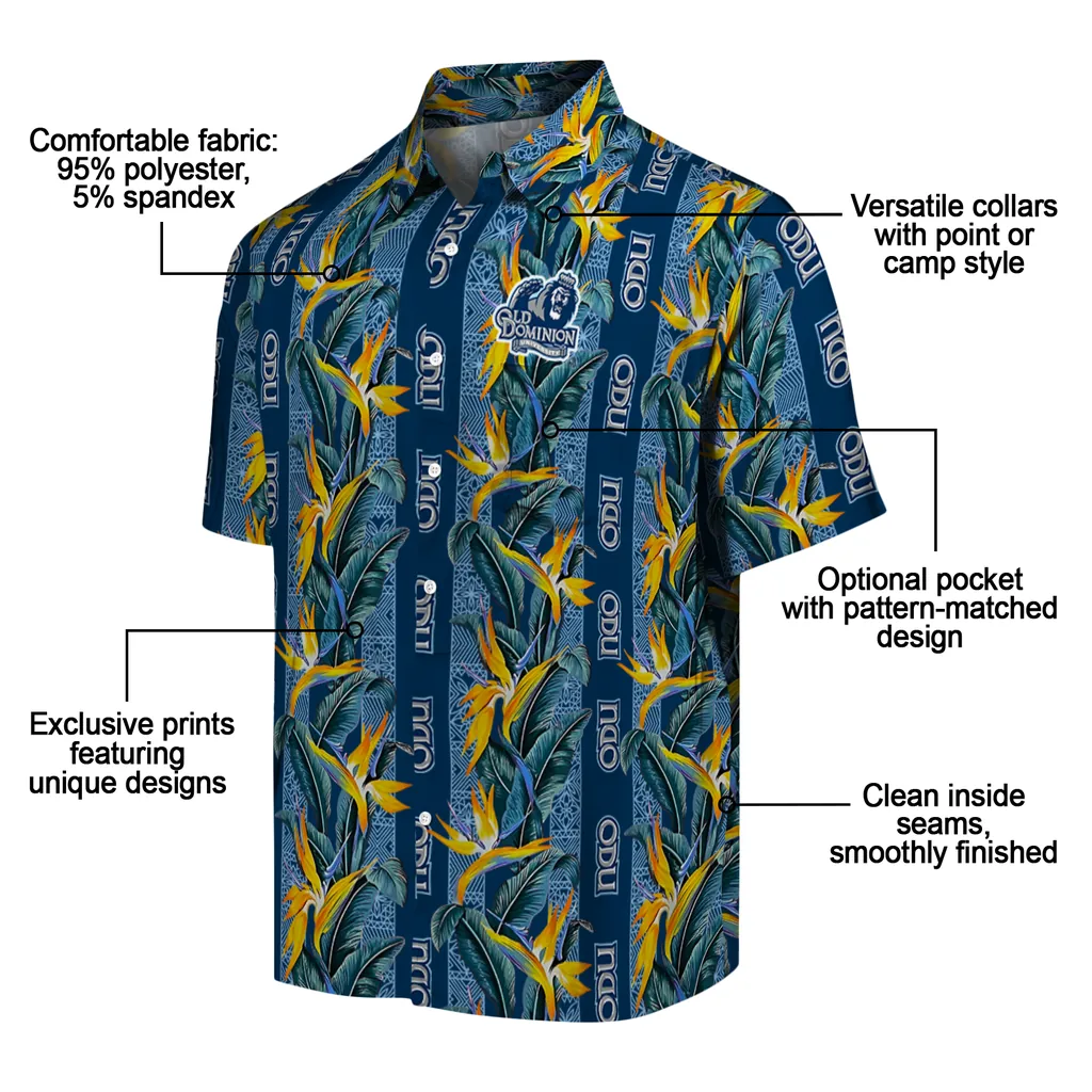 Old Dominion Monarchs Hawaiian Shirt - Paradise Vines old dominion monarchs paradise vines blue hawaiian shirts new arrival