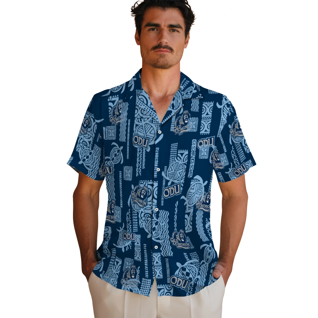 Old Dominion Monarchs Hawaiian Shirt - Turtle Lines old dominion monarchs turtle lines blue hawaiian shirts fashion forward