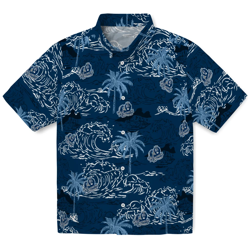 Old Dominion Monarchs Hawaiian Shirt - Wave Palm old dominion monarchs wave palm blue hawaiian shirts best selling