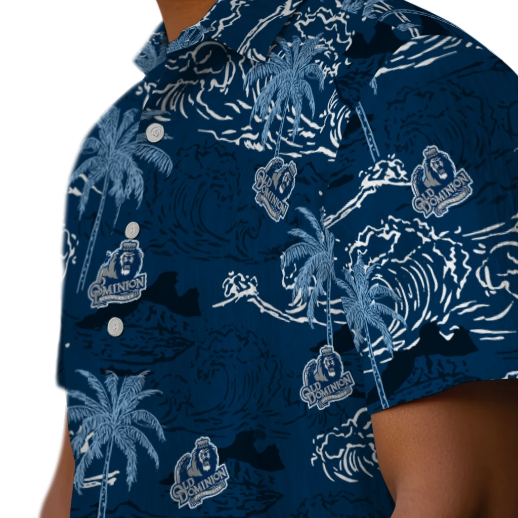 Old Dominion Monarchs Hawaiian Shirt - Wave Palm old dominion monarchs wave palm blue hawaiian shirts trendy