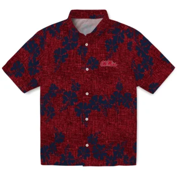 ole miss rebels hibiscus petals red hawaiian shirts best selling