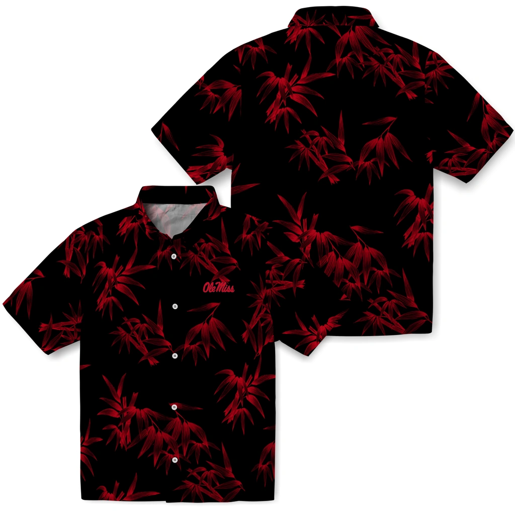 Ole Miss Rebels Hawaiian Shirt - Bamboo Branches ole miss rebels bamboo branches red black hawaiian shirts high quality