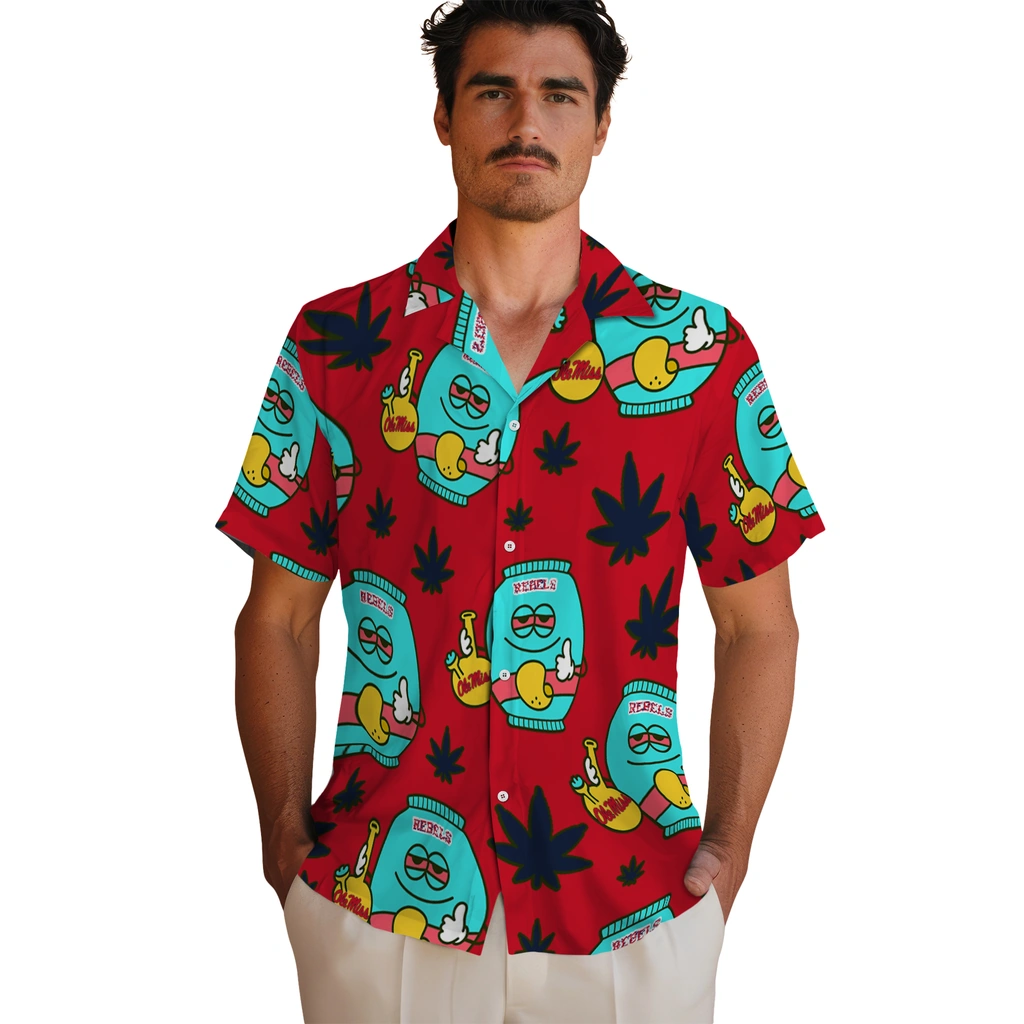 Ole Miss Rebels Hawaiian Shirt - Chill Vibe ole miss rebels bong smile red hawaiian shirts fashion forward