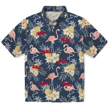 ole miss rebels flamingo hibiscus navy hawaiian shirts best selling