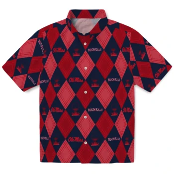 ole miss rebels balloon plaid red hawaiian shirts best selling