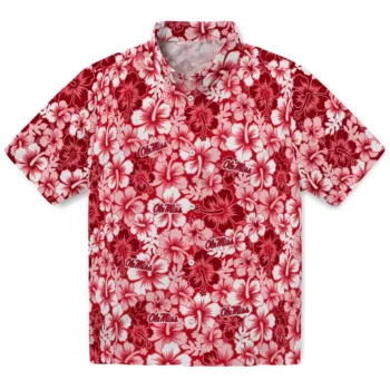 ole miss rebels hibiscus blooms red hawaiian shirts best selling