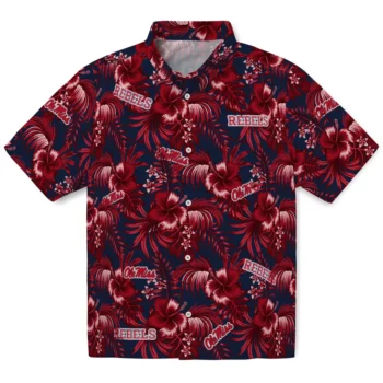 ole miss rebels hibiscus exotic red hawaiian shirts best selling