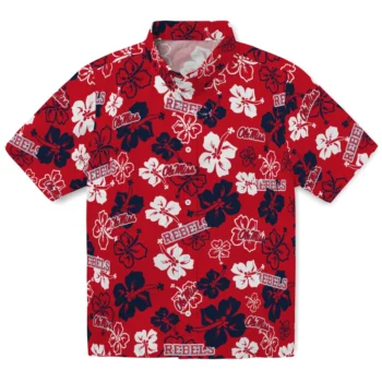 ole miss rebels hibiscus bloom red hawaiian shirts best selling