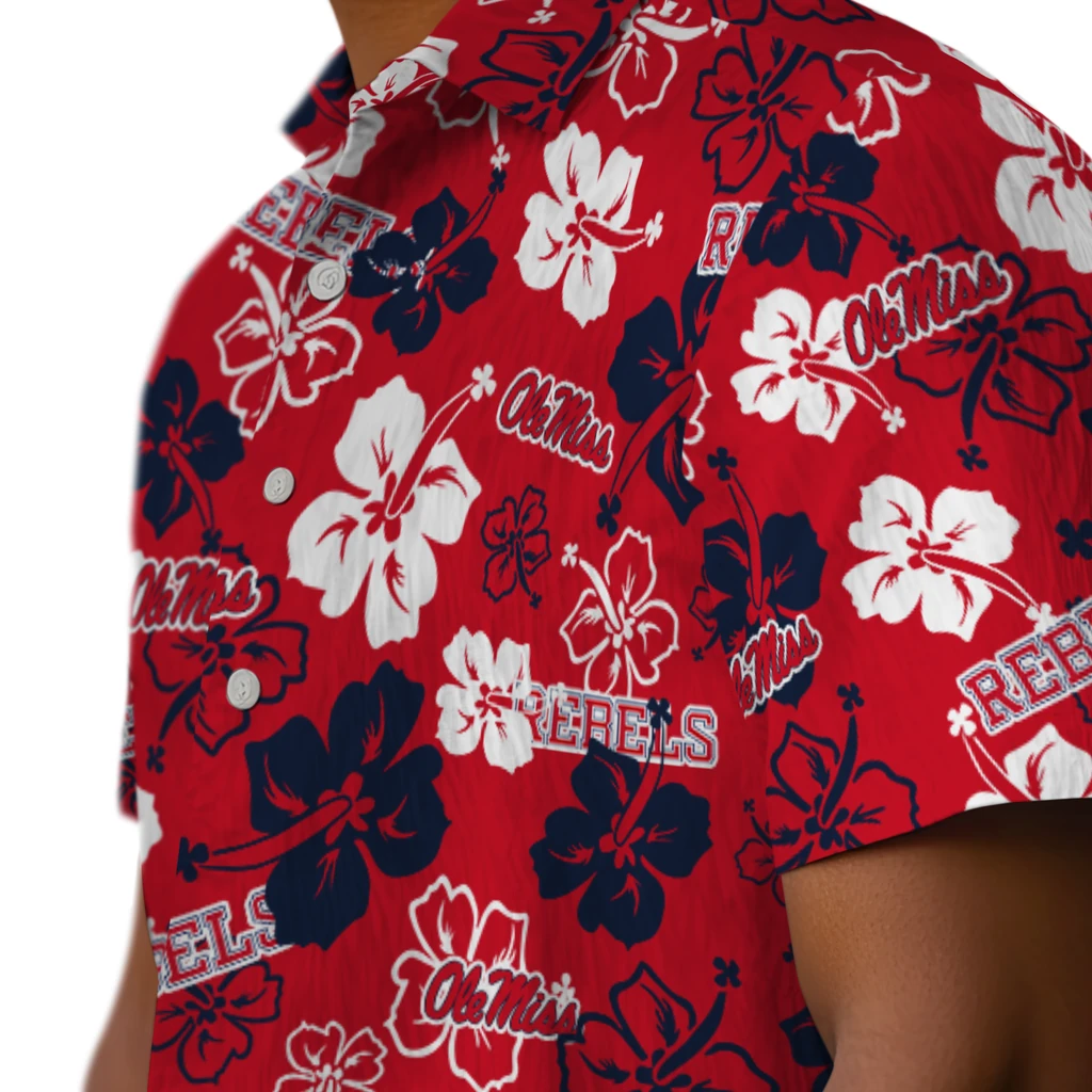 Ole Miss Rebels Hawaiian Shirt - Hibiscus Flower Design ole miss rebels hibiscus bloom red hawaiian shirts trendy