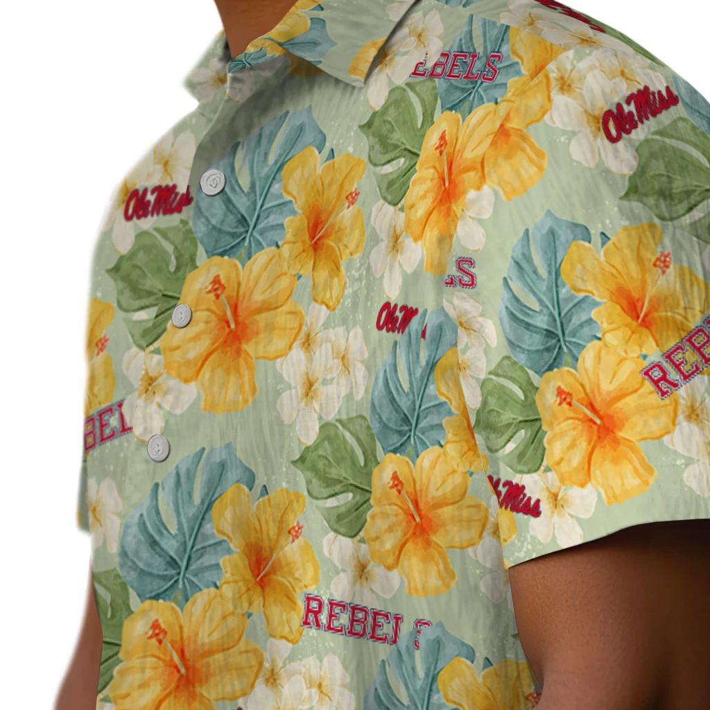Ole Miss Rebels Hawaiian Shirt - Hibiscus Mood ole miss rebels hibiscus mood pale lime yellow hawaiian shirts trendy