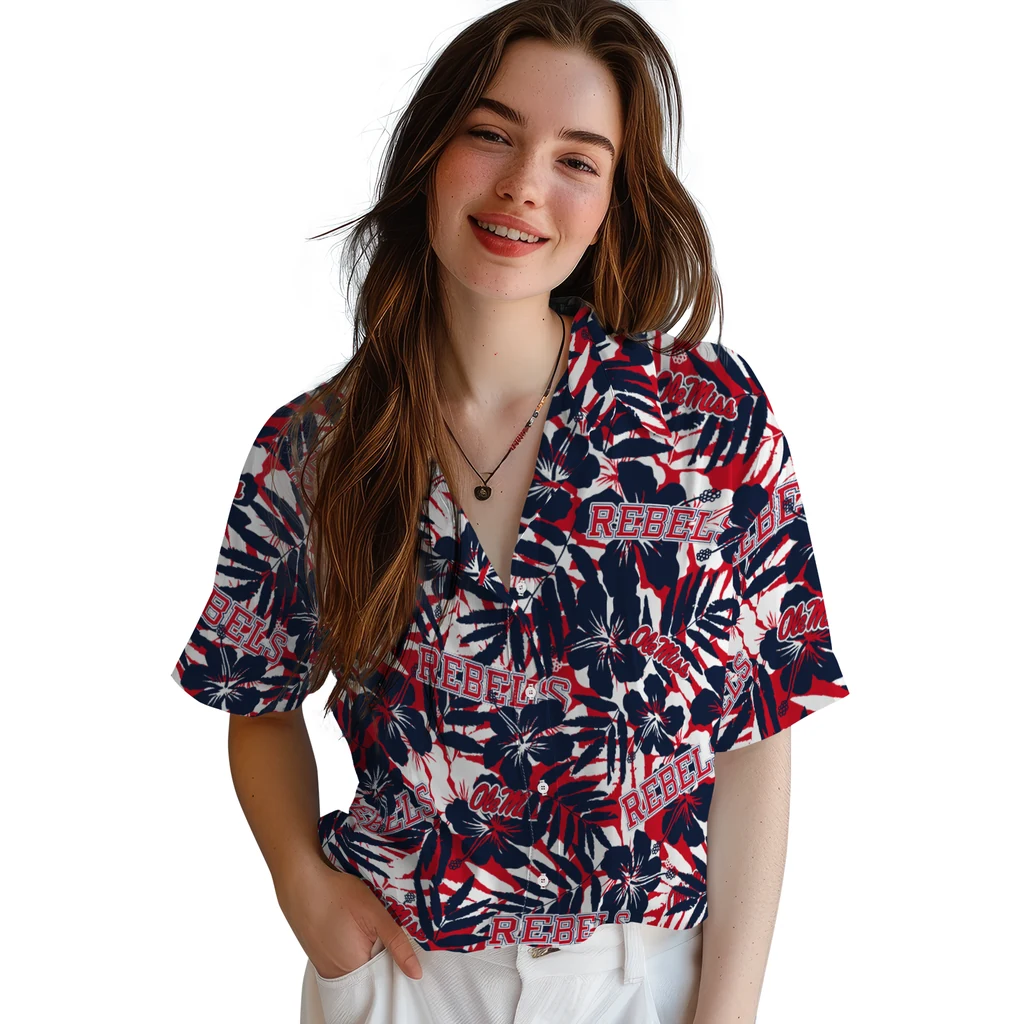 Ole Miss Rebels Hawaiian Shirt - Hibiscus Overlay ole miss rebels hibiscus overlay hawaiian shirts latest model