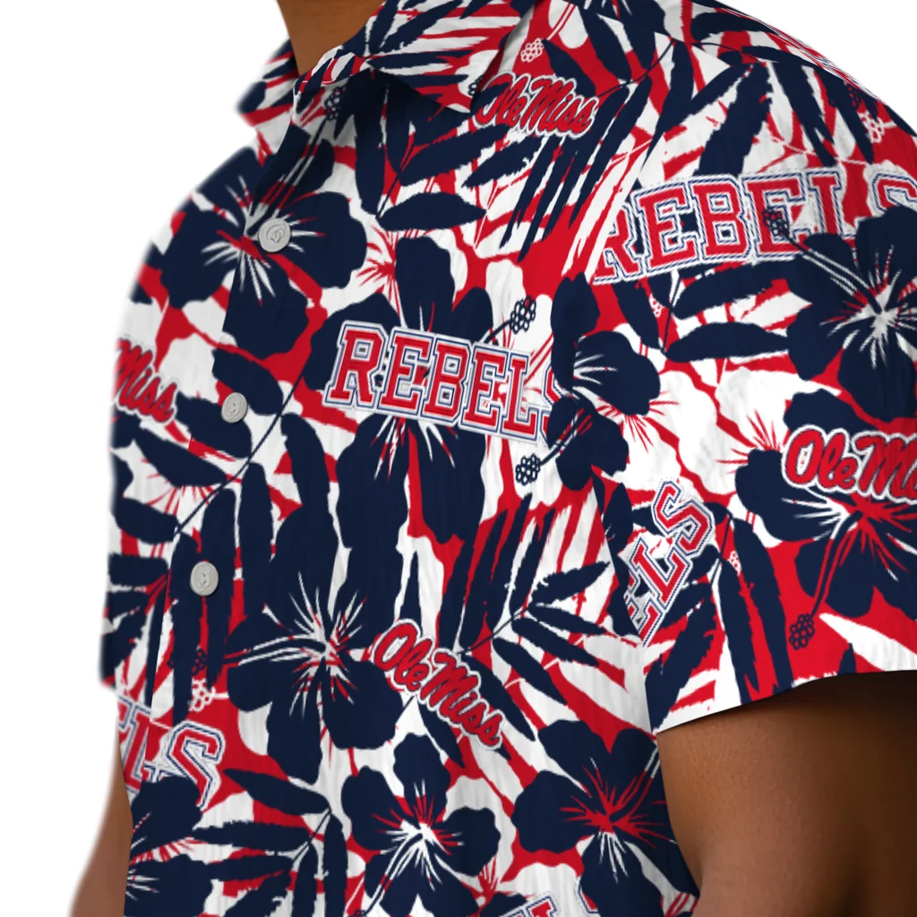 Ole Miss Rebels Hawaiian Shirt - Hibiscus Overlay ole miss rebels hibiscus overlay hawaiian shirts trendy