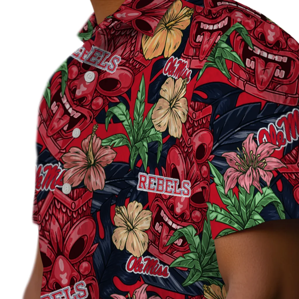 Ole Miss Rebels Hawaiian Shirt - Hibiscus Tiki Jungle ole miss rebels tiki jungle red hawaiian shirts trendy
