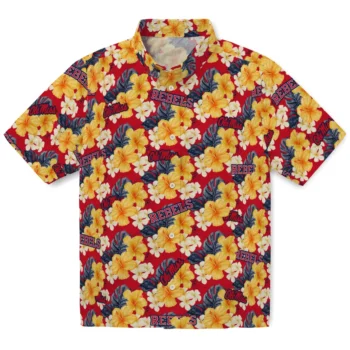 ole miss rebels hibiscus tropics red yellow hawaiian shirts best selling