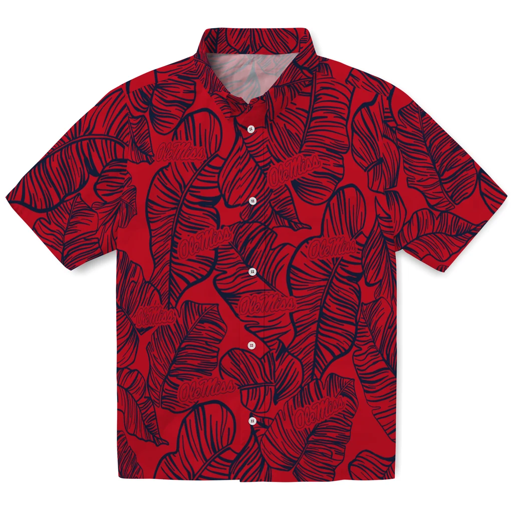 Ole Miss Rebels Hawaiian Shirt - Leaf Outline ole miss rebels leaf outline red hawaiian shirts best selling