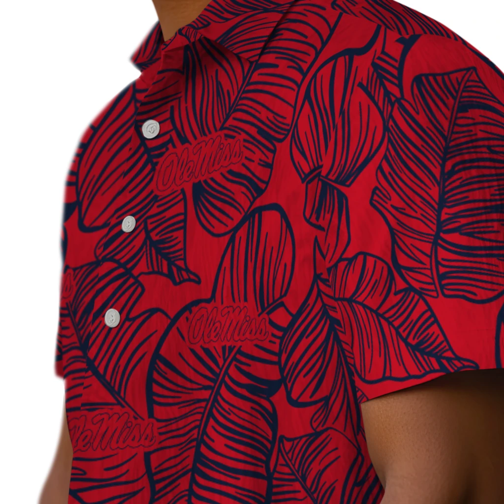 Ole Miss Rebels Hawaiian Shirt - Leaf Outline ole miss rebels leaf outline red hawaiian shirts trendy
