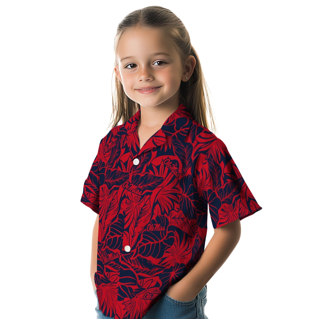 Ole Miss Rebels Hawaiian Shirt - Monstera Layer ole miss rebels monstera layer red hawaiian shirts premium grade