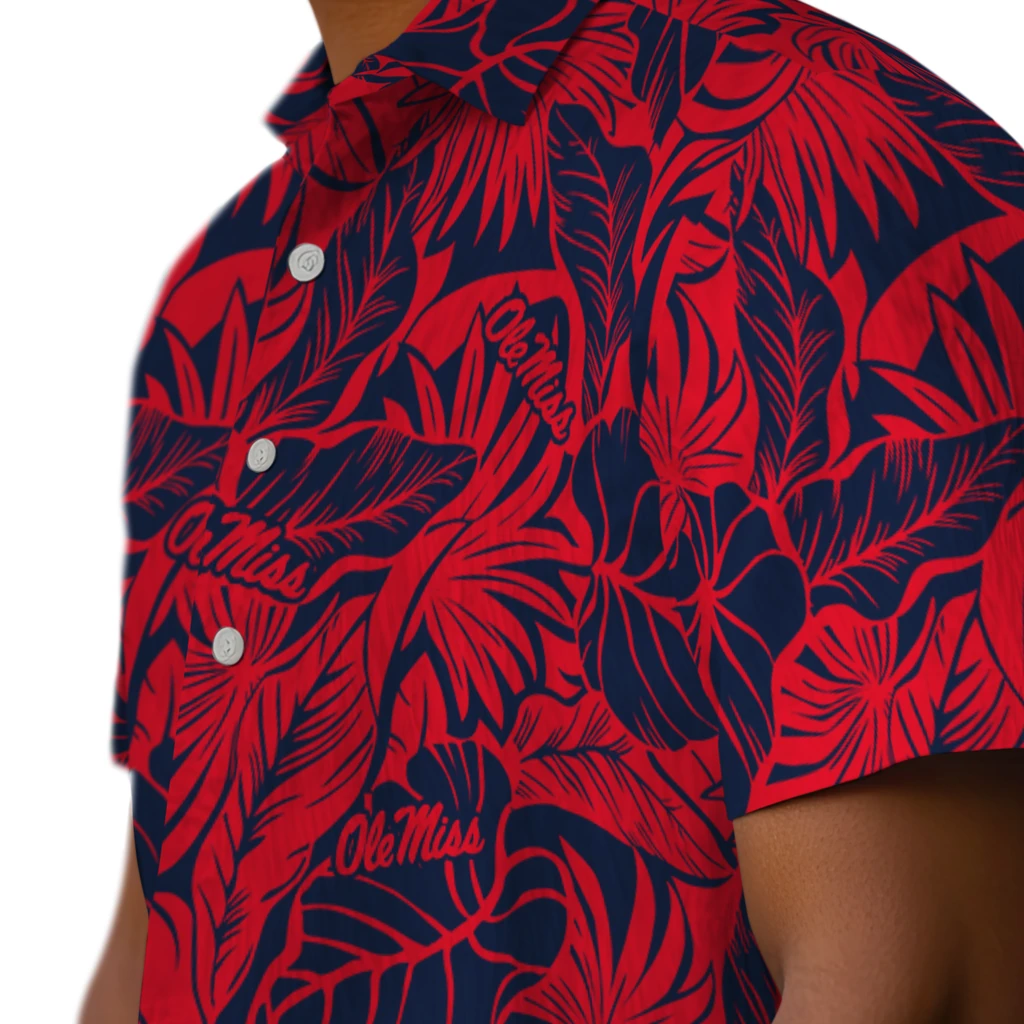 Ole Miss Rebels Hawaiian Shirt - Monstera Layer ole miss rebels monstera layer red hawaiian shirts trendy