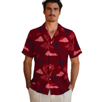 ole miss rebels palm and clouds red hawaiian shirts fashion forward
