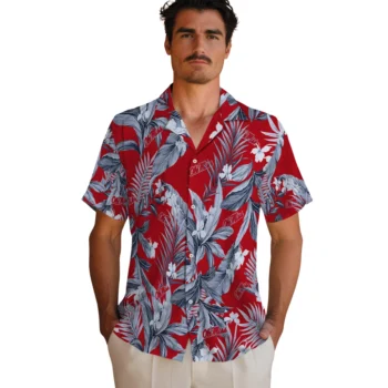 ole miss rebels palm leaves red hawaiian shirts fashion forward