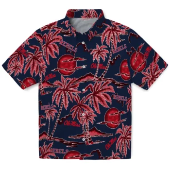 ole miss rebels palm sunset hawaiian shirts best selling