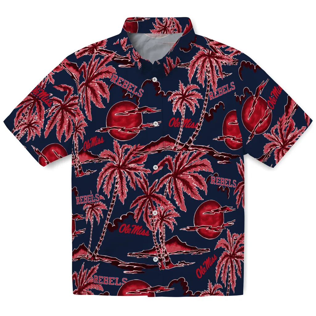 Ole Miss Rebels Hawaiian Shirt - Palm Sunset ole miss rebels palm sunset hawaiian shirts best selling