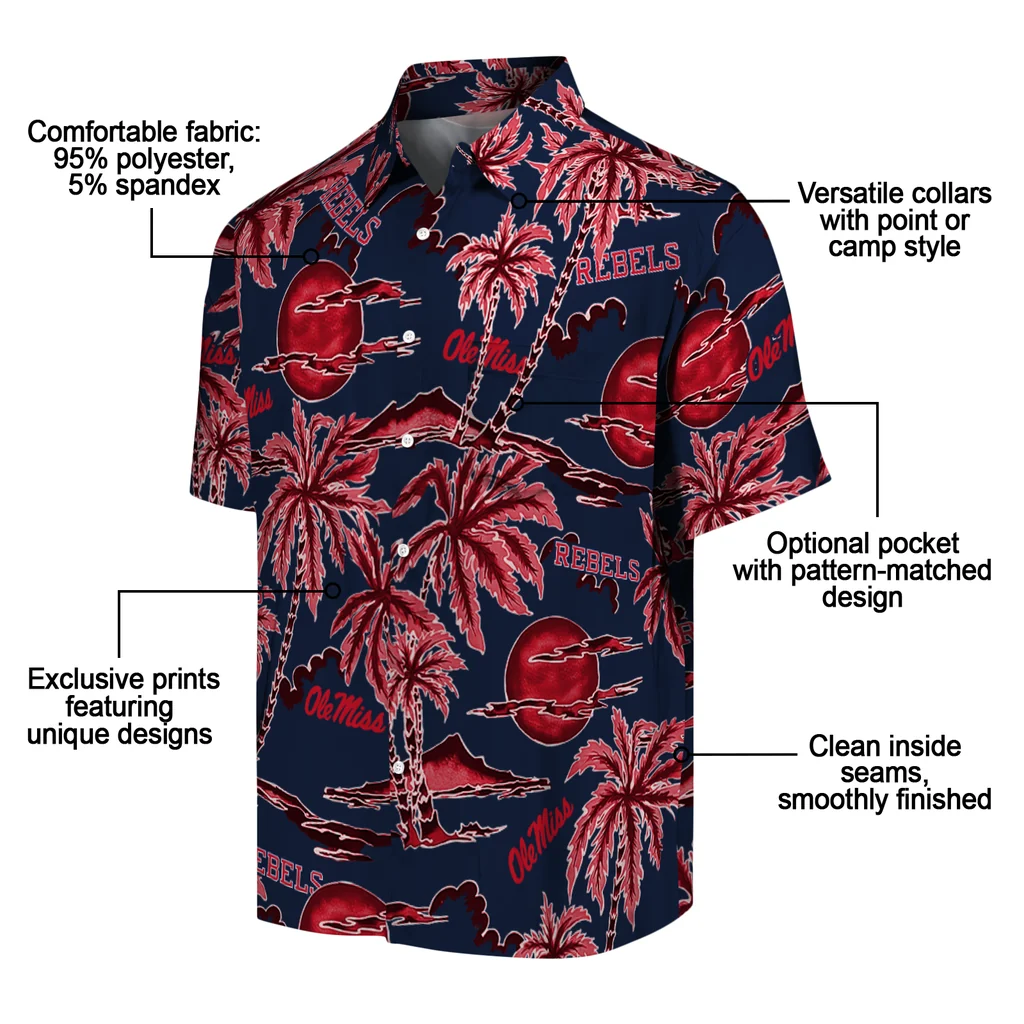 Ole Miss Rebels Hawaiian Shirt - Palm Sunset ole miss rebels palm sunset hawaiian shirts new arrival