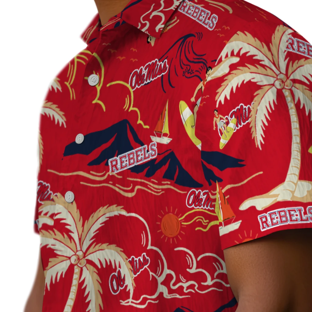 Ole Miss Rebels Hawaiian Shirt - Palm Tree Island ole miss rebels palm tree island red hawaiian shirts trendy
