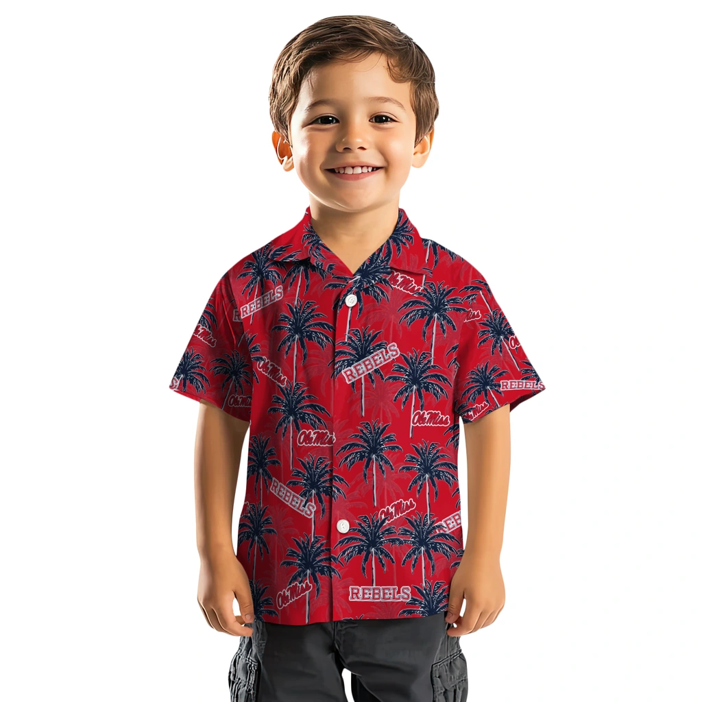 Ole Miss Rebels Hawaiian Shirt - Palm Tree Motif ole miss rebels palm grove red hawaiian shirts top rated