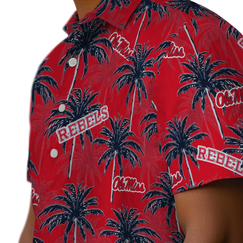Ole Miss Rebels Hawaiian Shirt - Palm Tree Motif ole miss rebels palm grove red hawaiian shirts trendy