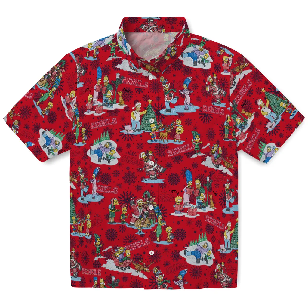 Ole Miss Rebels Hawaiian Shirt - Simpsons Christmas ole miss rebels simpsons christmas red hawaiian shirts best selling