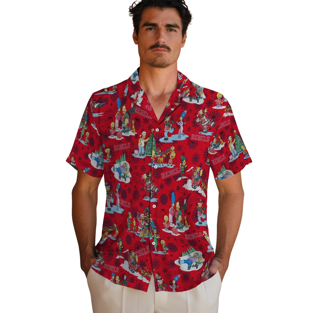 Ole Miss Rebels Hawaiian Shirt - Simpsons Christmas ole miss rebels simpsons christmas red hawaiian shirts fashion forward