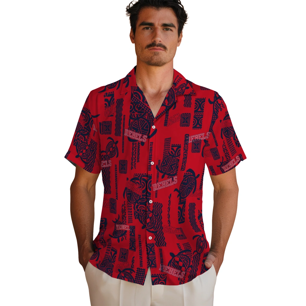 Ole Miss Rebels Hawaiian Shirt - Turtle Lines ole miss rebels turtle lines red hawaiian shirts fashion forward