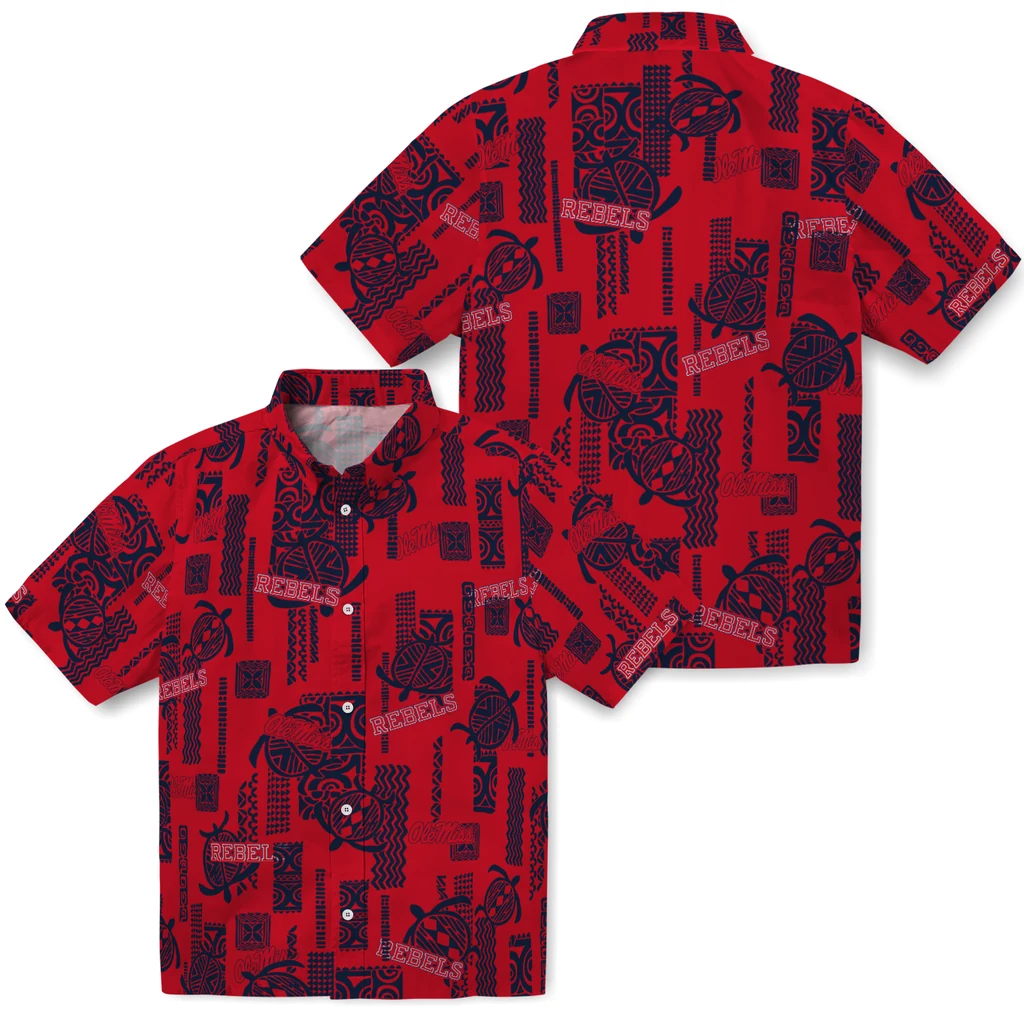 Ole Miss Rebels Hawaiian Shirt - Turtle Lines ole miss rebels turtle lines red hawaiian shirts high quality