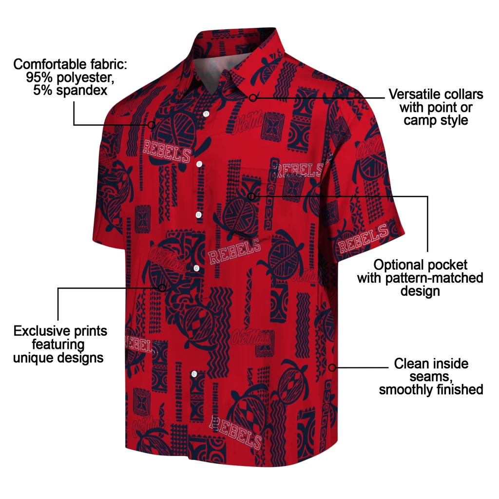 Ole Miss Rebels Hawaiian Shirt - Turtle Lines ole miss rebels turtle lines red hawaiian shirts new arrival