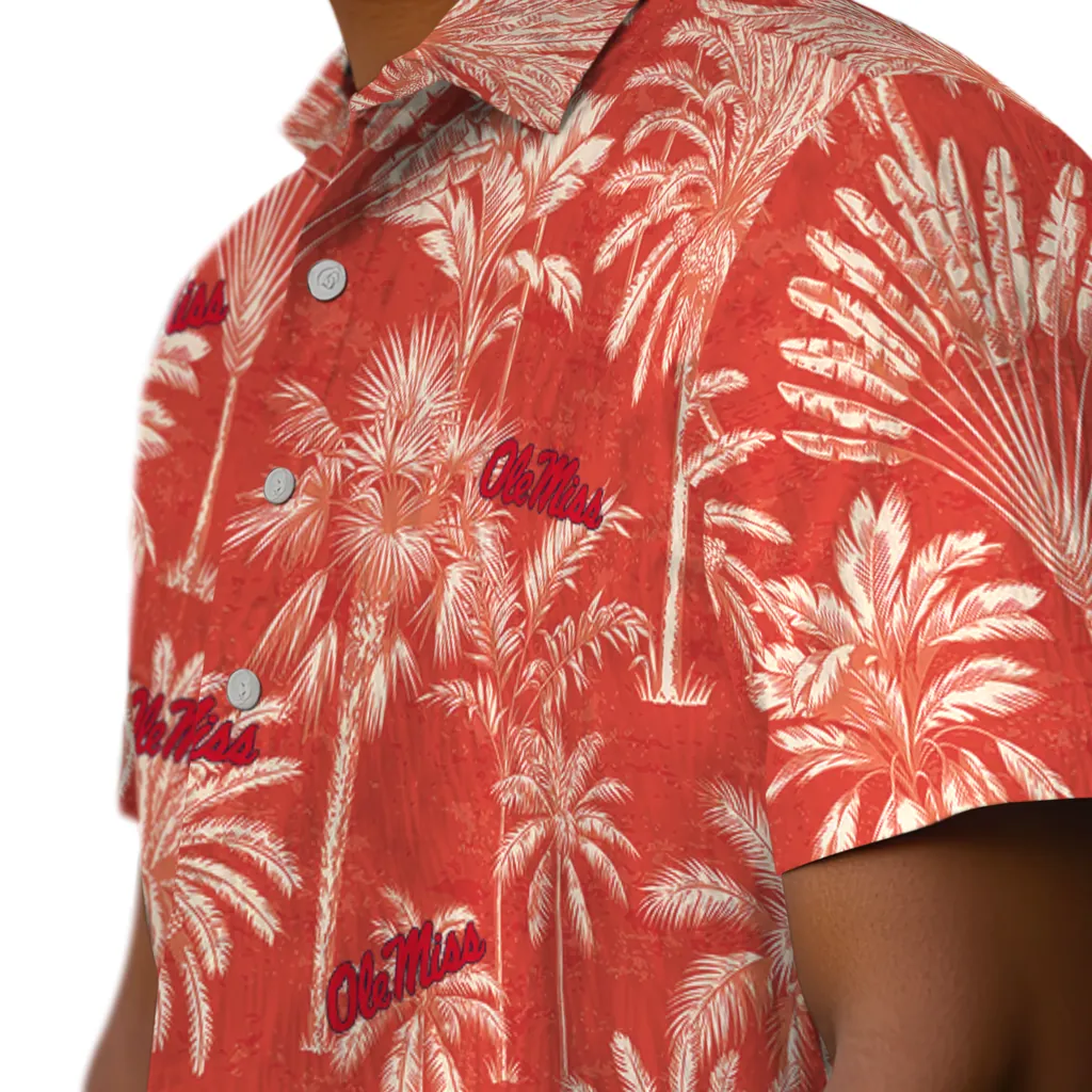 Ole Miss Rebels Hawaiian Shirt - Vintage Palm Tree ole miss rebels palm shadows red hawaiian shirts trendy