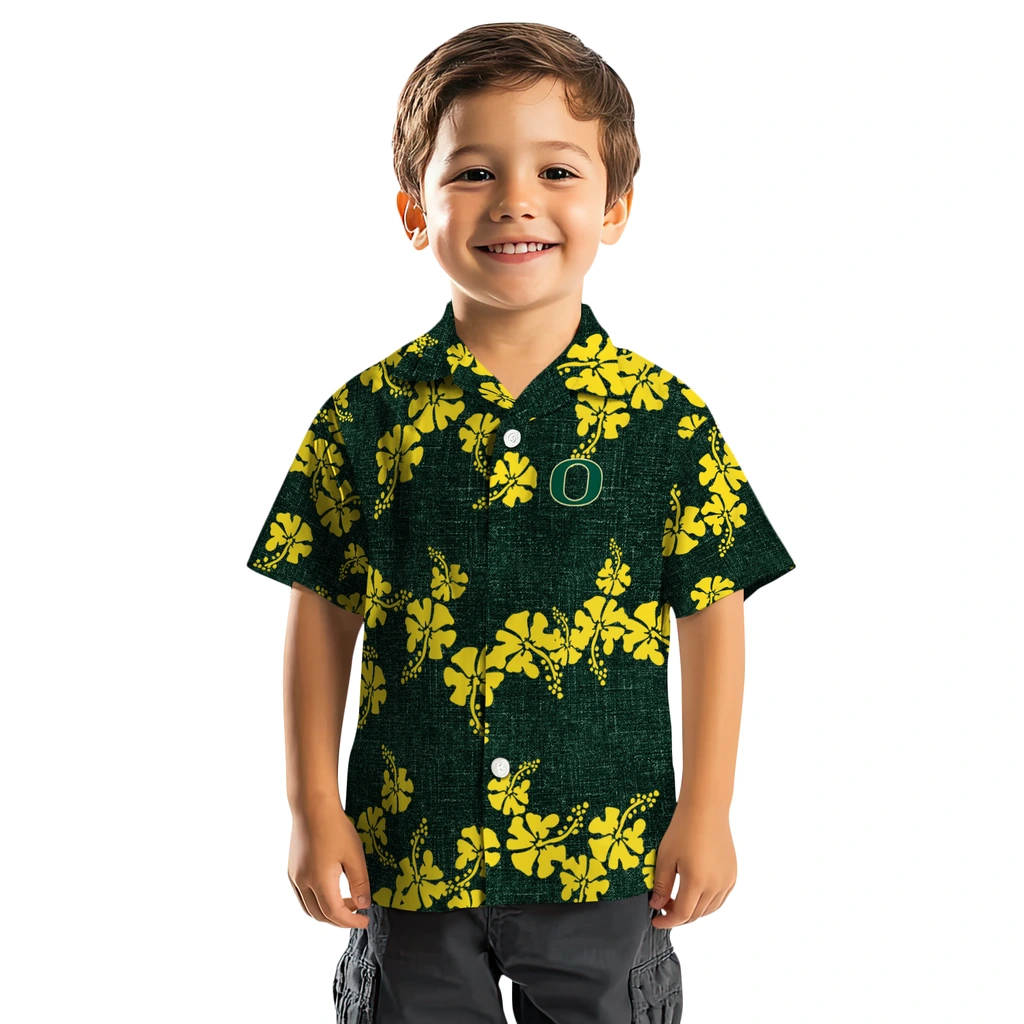 Oregon Ducks Hawaiian Shirt - 50th State Flower oregon ducks hibiscus petals green hawaiian shirts top rated