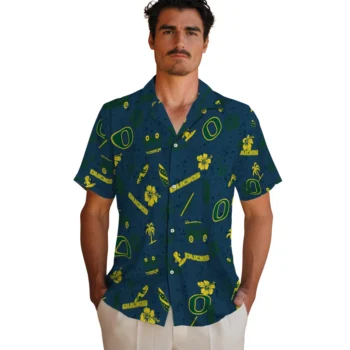oregon ducks beach vibe navy hawaiian shirts fashion forward