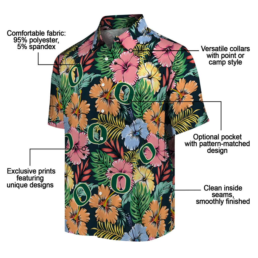 Oregon Ducks Hawaiian Shirt - Brilliant Hibiscus Garden oregon ducks brilliant hibiscus garden hawaiian shirts new arrival